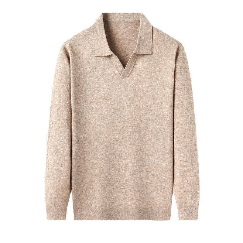 Men's Long Sleeve V-Neck Polo Shirt