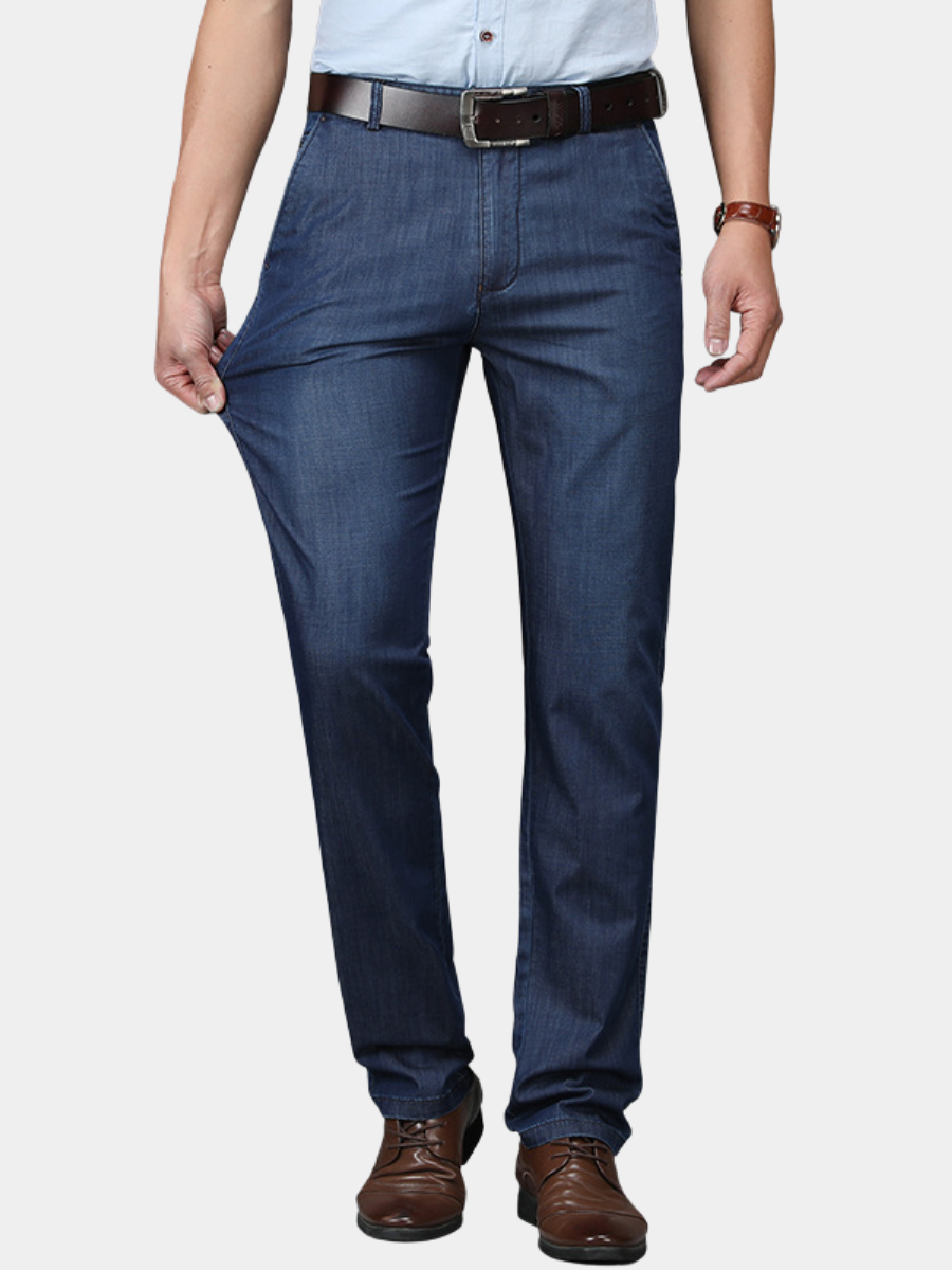 Men's Straight Leg Pants Cotton Belted Front Pockets - VibreMode