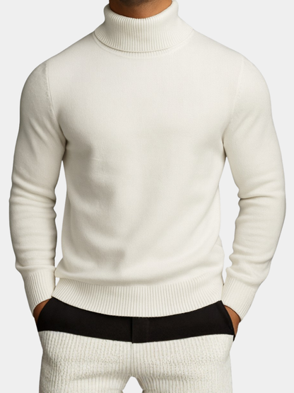 Men's Turtleneck Sweater Ribbed Hem - VibreMode