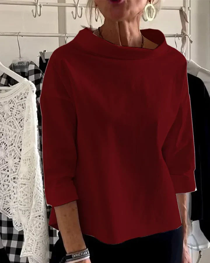 Women's Casual Blouse Wide Lapel Half Turtleneck - VibreMode