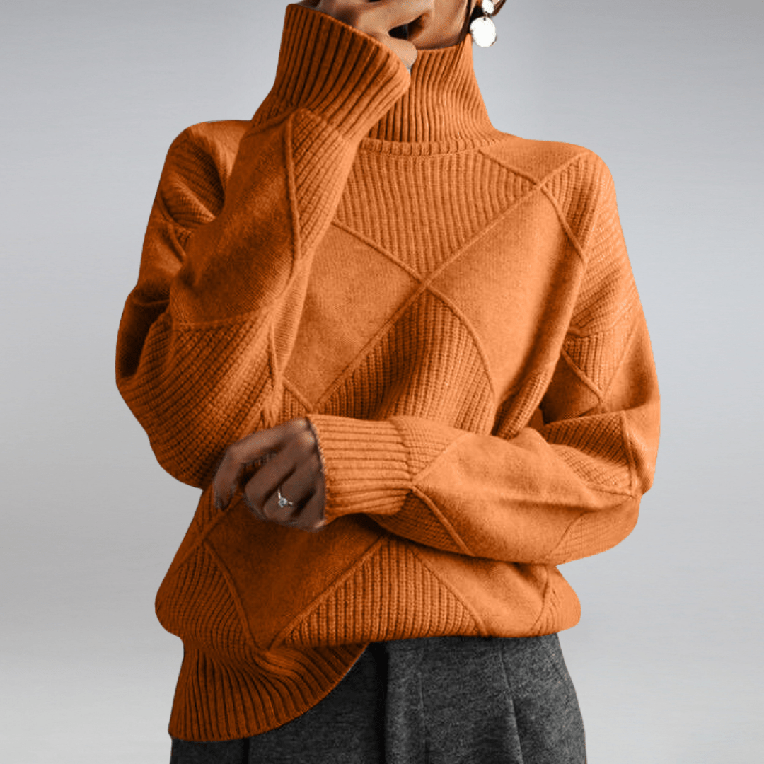 Women's Diamond Knit Sweater Textured Pattern
