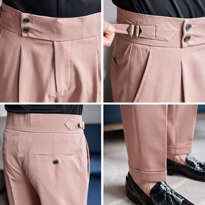 Men's Double Pleat High Waist Trousers