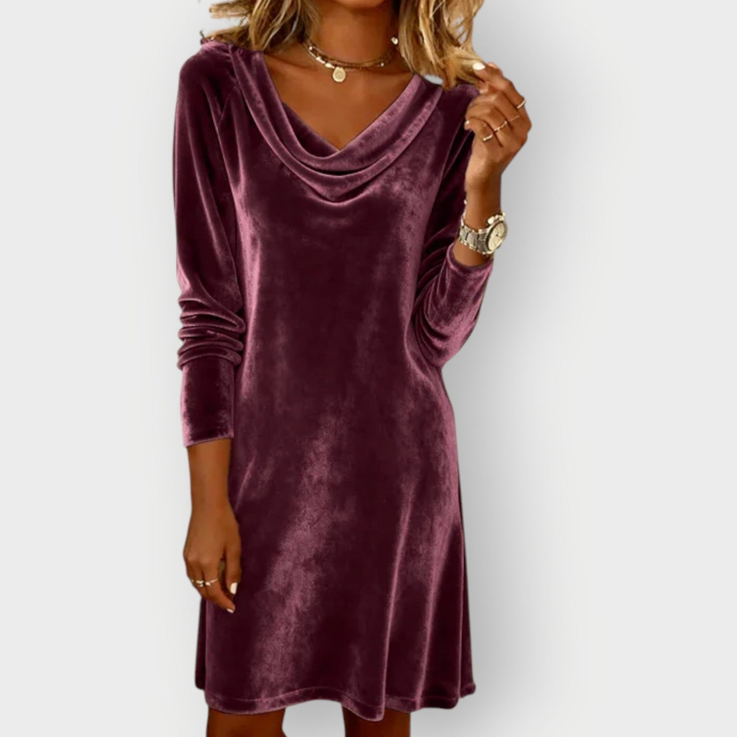 Women's Velvet Dress Sleeveless Drape Neck
