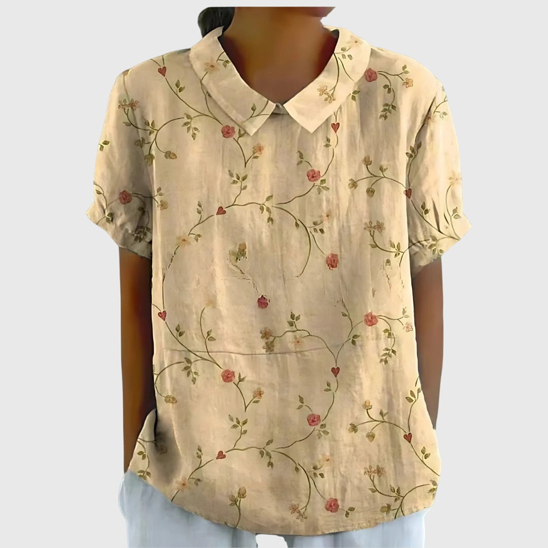 Pretty Floral Short Sleeve Women's Blouse