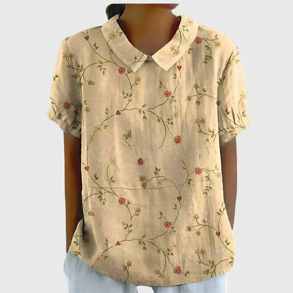Pretty Floral Short Sleeve Women's Blouse