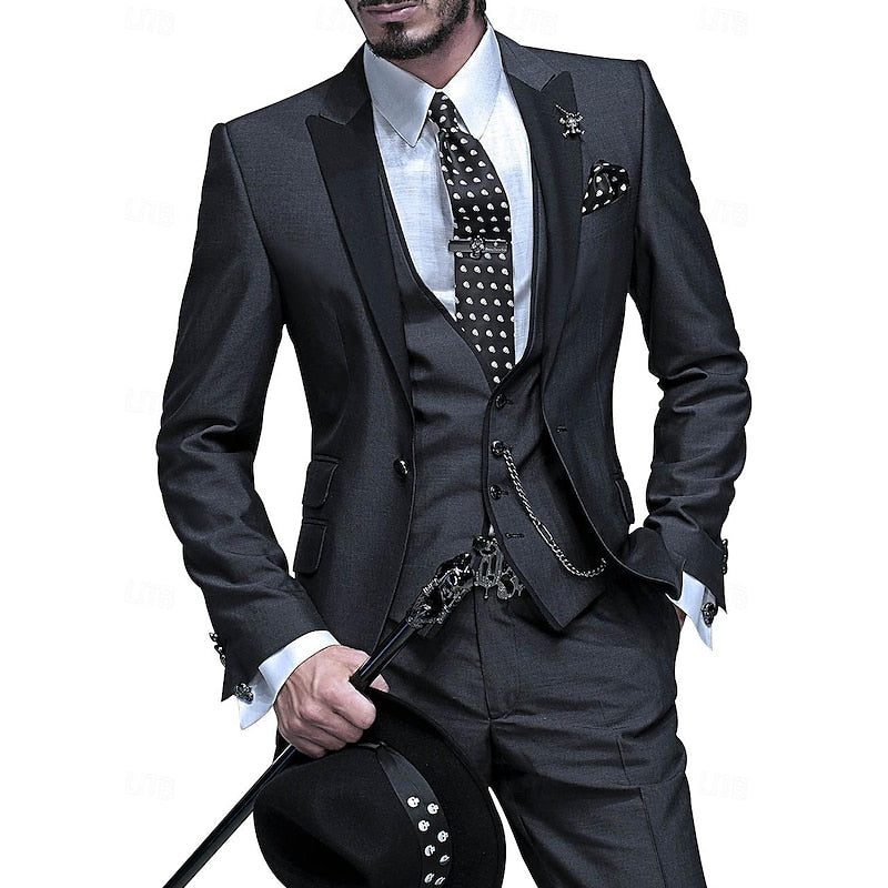 Men's 3-Piece Suit Blazer Waistcoat Trousers Set