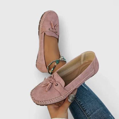 Women's Suede Loafers Slip-On Flat Shoes Brown