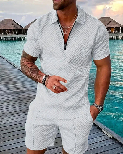 Men's Summer Tracksuit Zipper Collar Casual