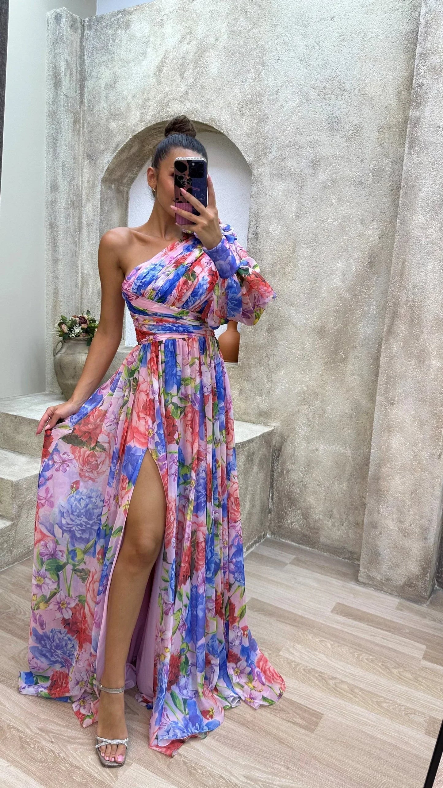 Women's One Shoulder Floral Dress