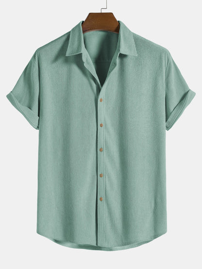 Image of Aiden | Men's Button-Down Short Sleeve Shirt and Drawstring Shorts Set