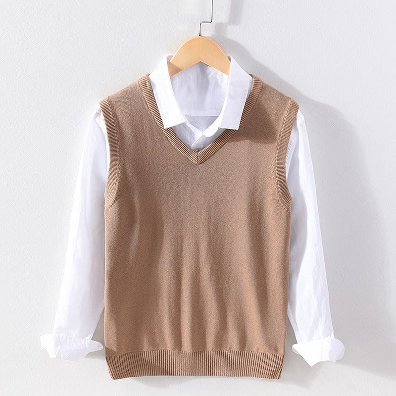 Men's V-Neck Sweater Vest Regular Fit Ribbed - VibreMode