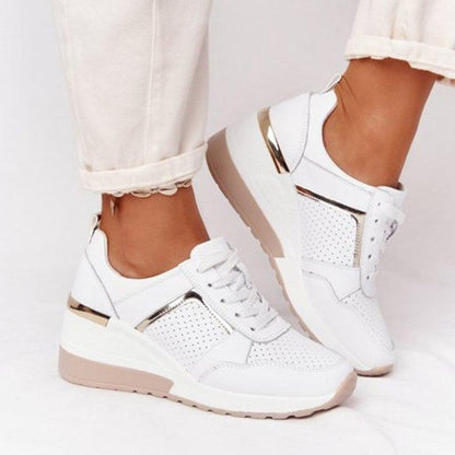 Shiny Mesh Tie-Up Running Shoes