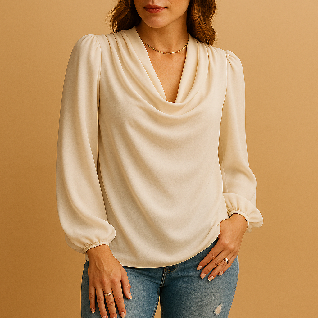 Women's V-Neck Puff Sleeve Blouse - VibreMode