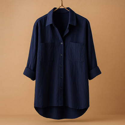 Women’s airy long sleeve blouse with a loose fit and classic design, suitable for work, office wear, and casual everyday outfits.