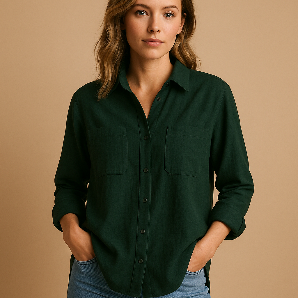 Women’s airy long sleeve blouse with a loose fit and classic design, suitable for work, office wear, and casual everyday outfits.