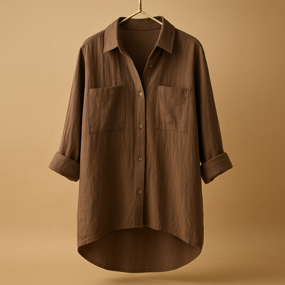 Women’s airy long sleeve blouse with a loose fit and classic design, suitable for work, office wear, and casual everyday outfits.