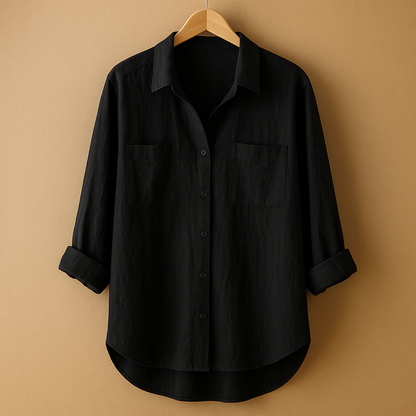 Women’s airy long sleeve blouse with a loose fit and classic design, suitable for work, office wear, and casual everyday outfits.
