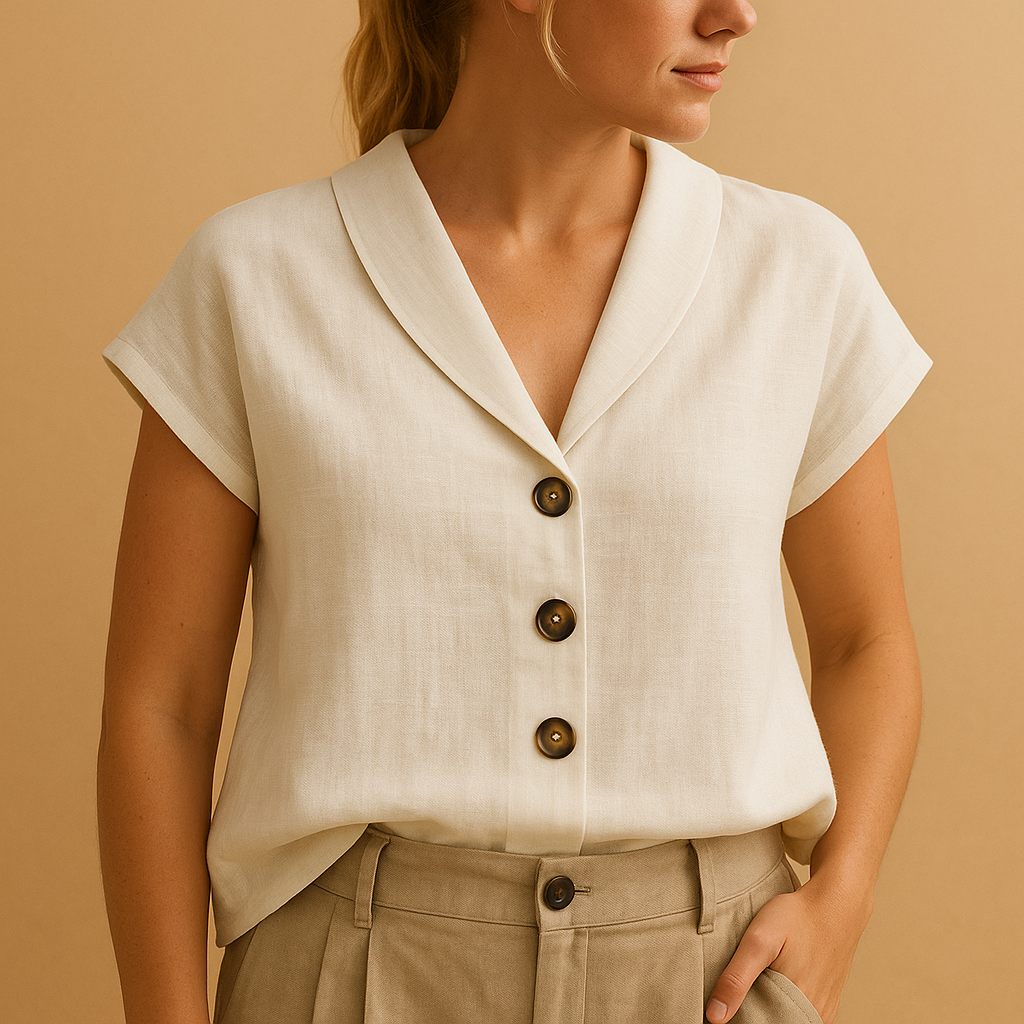 Lightweight V-Neck Women's Blouse - VibreMode