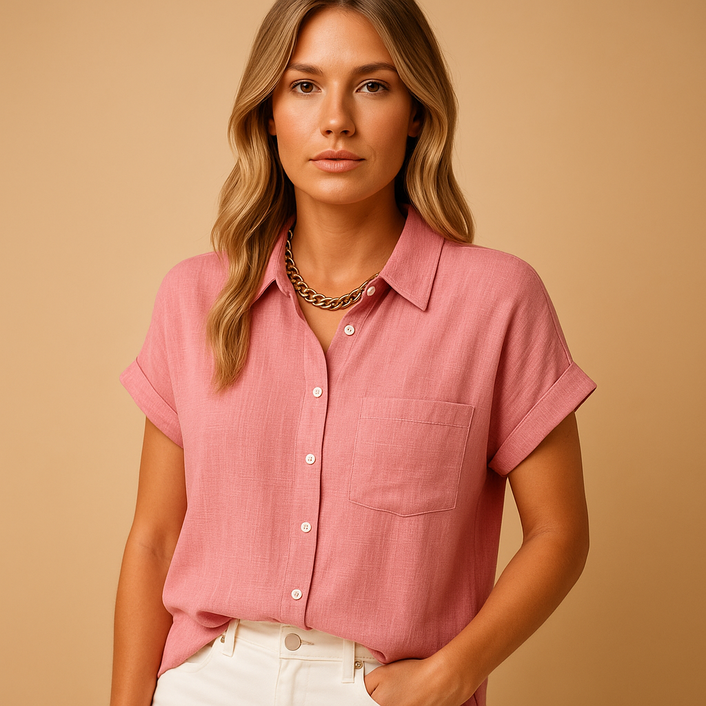Women’s airy summer blouse with a casual-chic fit and breathable design, ideal for warm days, casual outings, and elegant occasions.