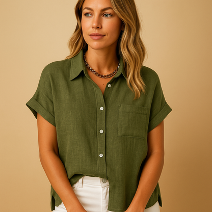 Women’s airy summer blouse with a casual-chic fit and breathable design, ideal for warm days, casual outings, and elegant occasions.