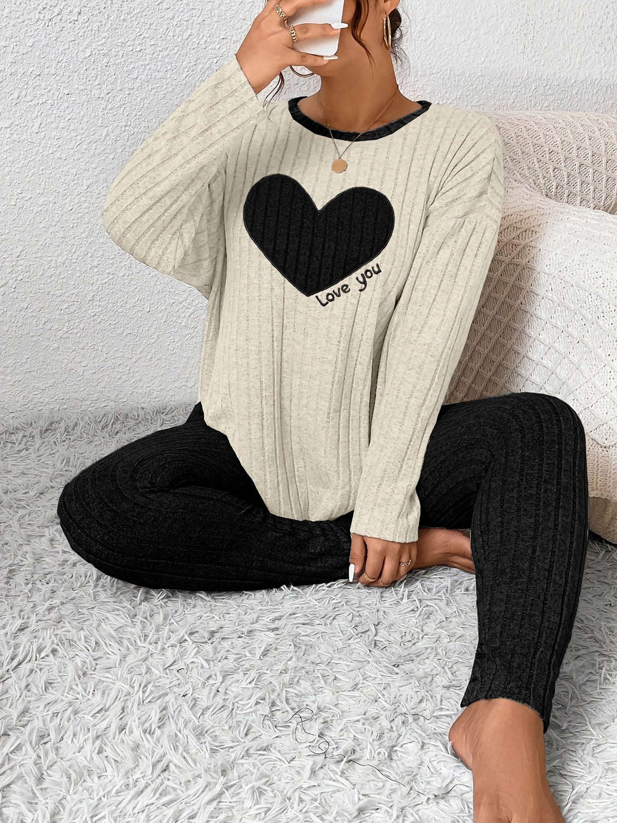 Women's Long Sleeve Ribbed Two Piece Set - VibreMode