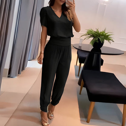 Women's Two Piece Set Short Sleeve V Neck