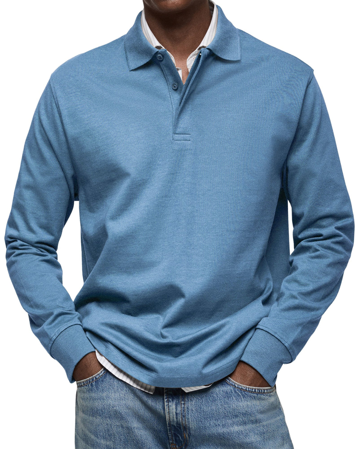 Men's Long Sleeve Polo Shirt Classic Collar - VibreMode