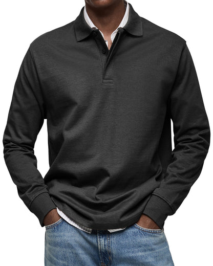 Men's Long Sleeve Polo Shirt Classic Collar