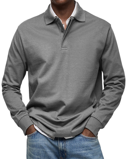 Men's Long Sleeve Polo Shirt Classic Collar