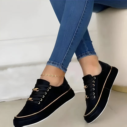 Comfy Women's Platform Shoes with Metallic Accent