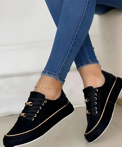 Comfy Women's Platform Shoes with Metallic Accent