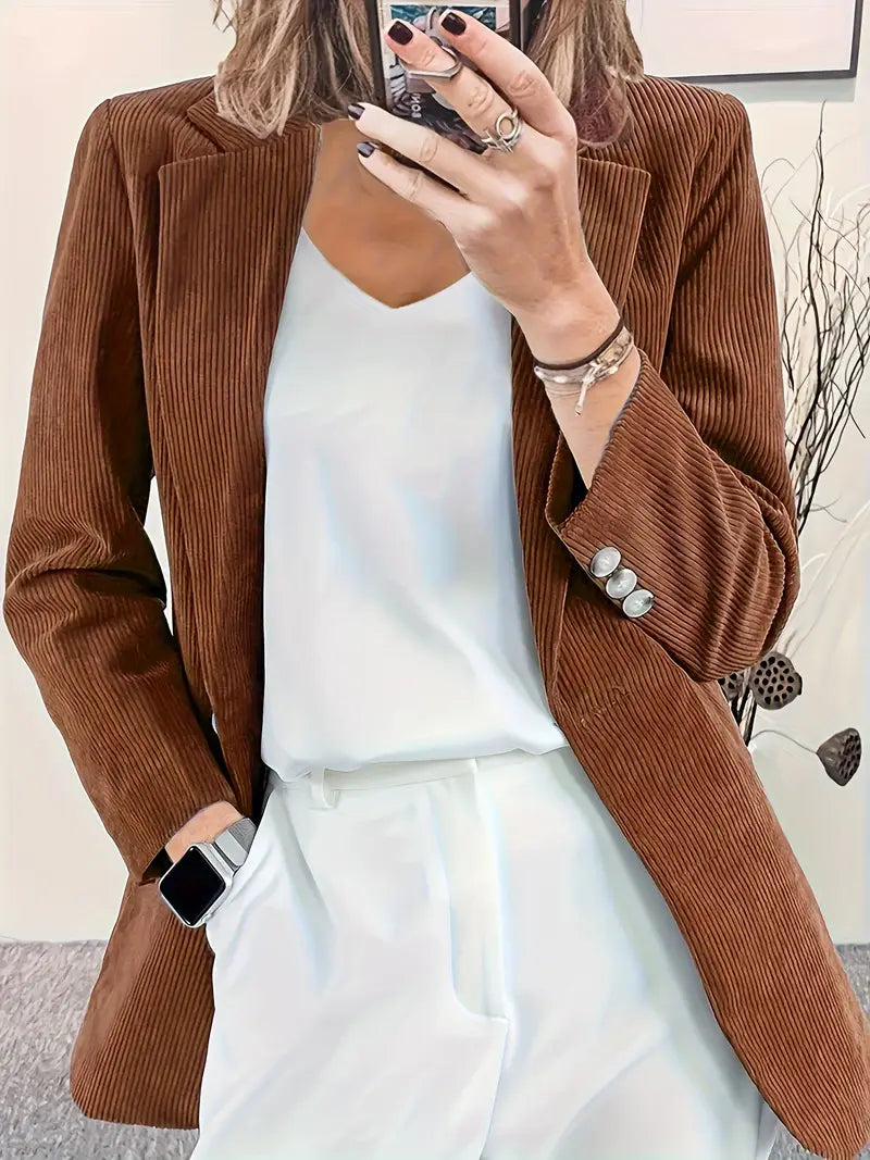 Women's Corduroy Blazer Single-Breasted - VibreMode