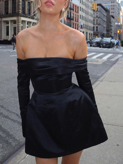 Women's Off Shoulder A-Line Mini Dress - VibreMode