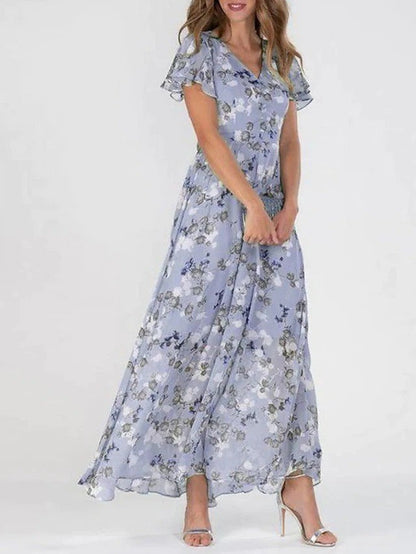 Women's V-Neck Floral Maxi Dress