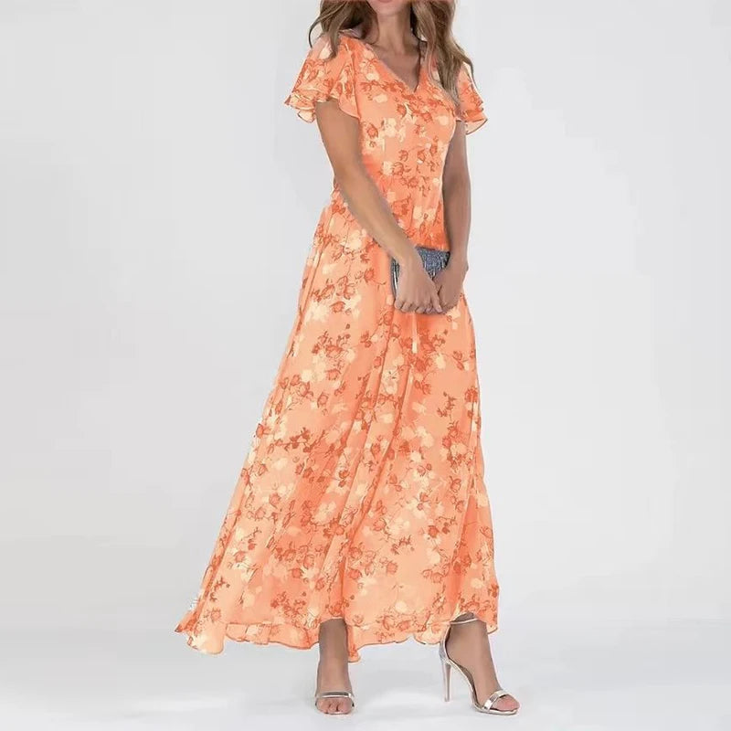 Women's V-Neck Floral Maxi Dress