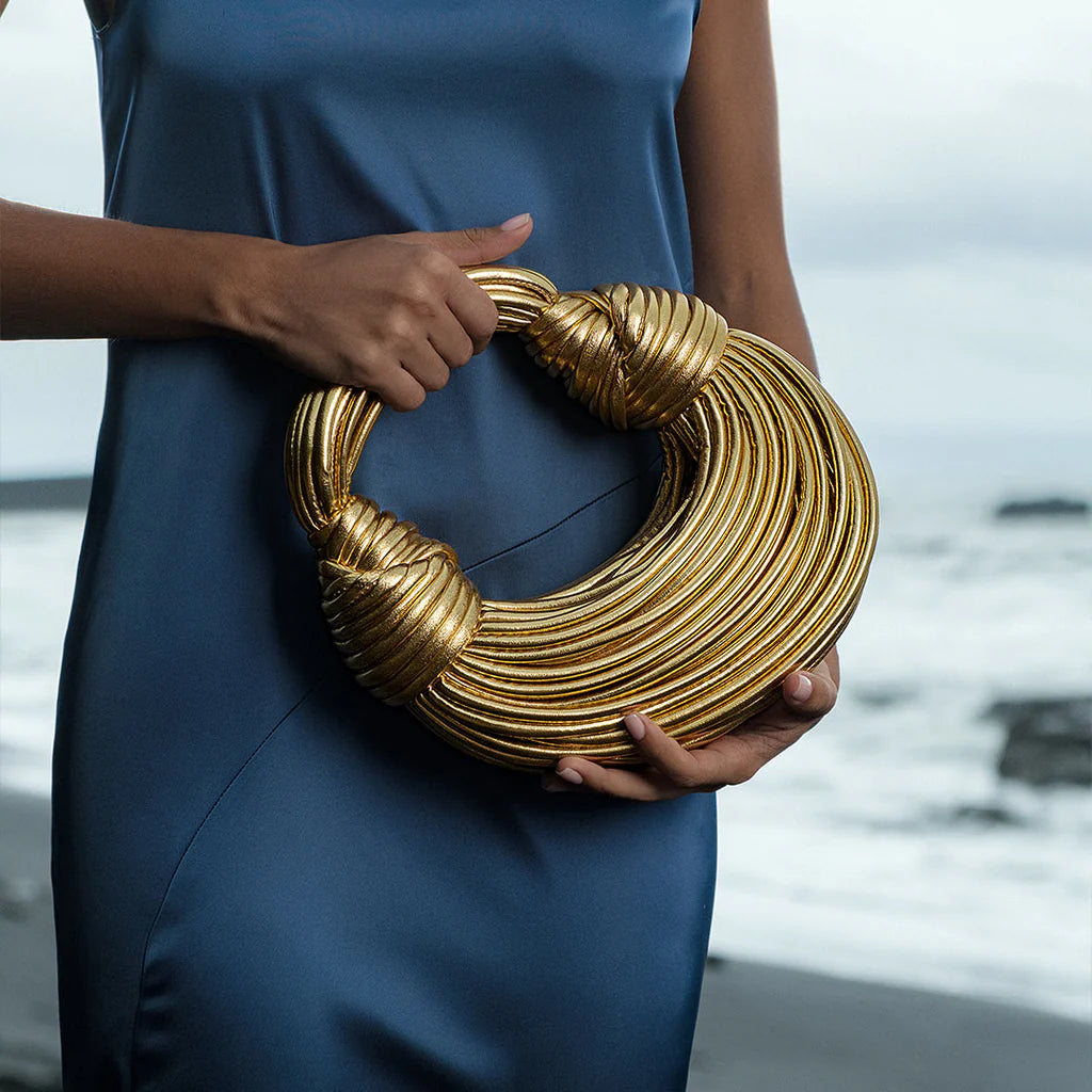 Women's Woven Handbag Knot Detail