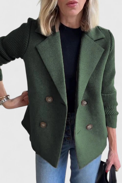 Fitted Wool Crew Neck Jacket
