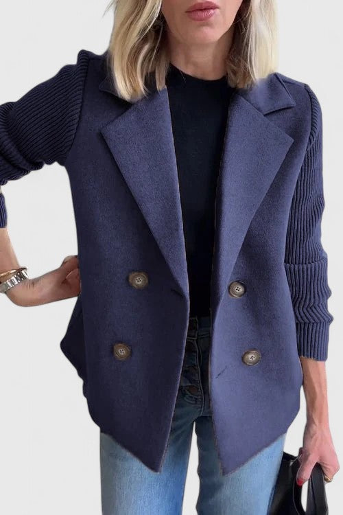 Fitted Wool Crew Neck Jacket