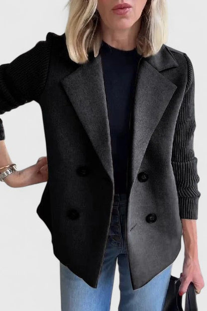Fitted Wool Crew Neck Jacket
