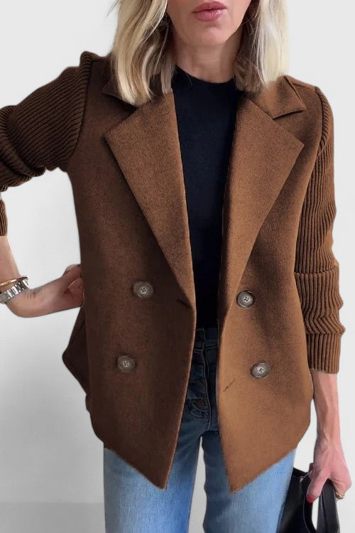 Fitted Wool Crew Neck Jacket