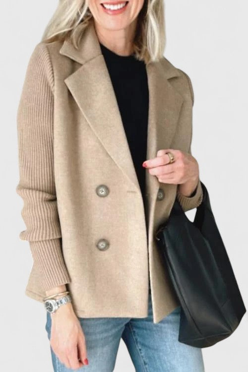Fitted Wool Crew Neck Jacket