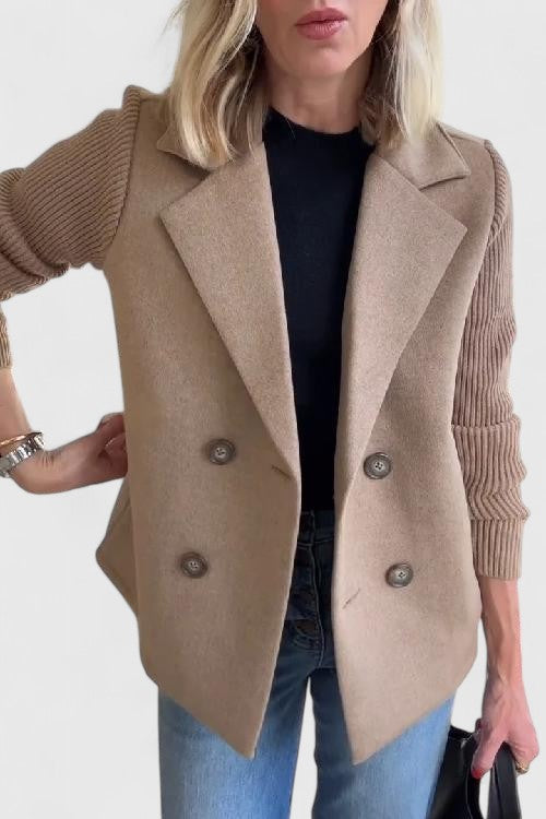 Fitted Wool Crew Neck Jacket