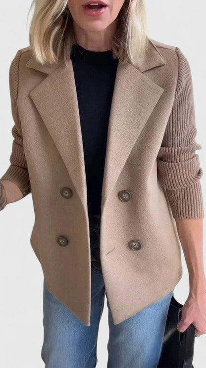 Fitted Wool Crew Neck Jacket