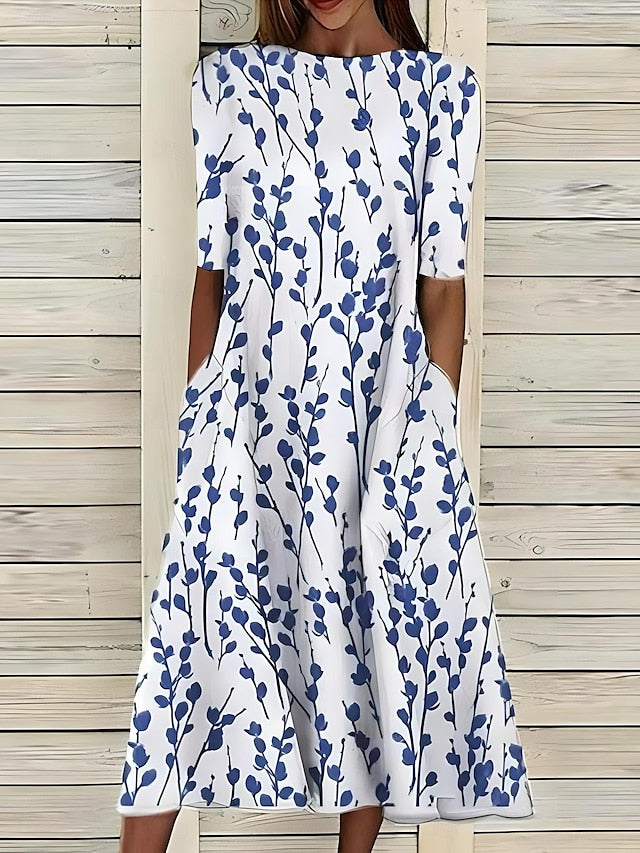 Floral Knee Length Women's Dress - VibreMode