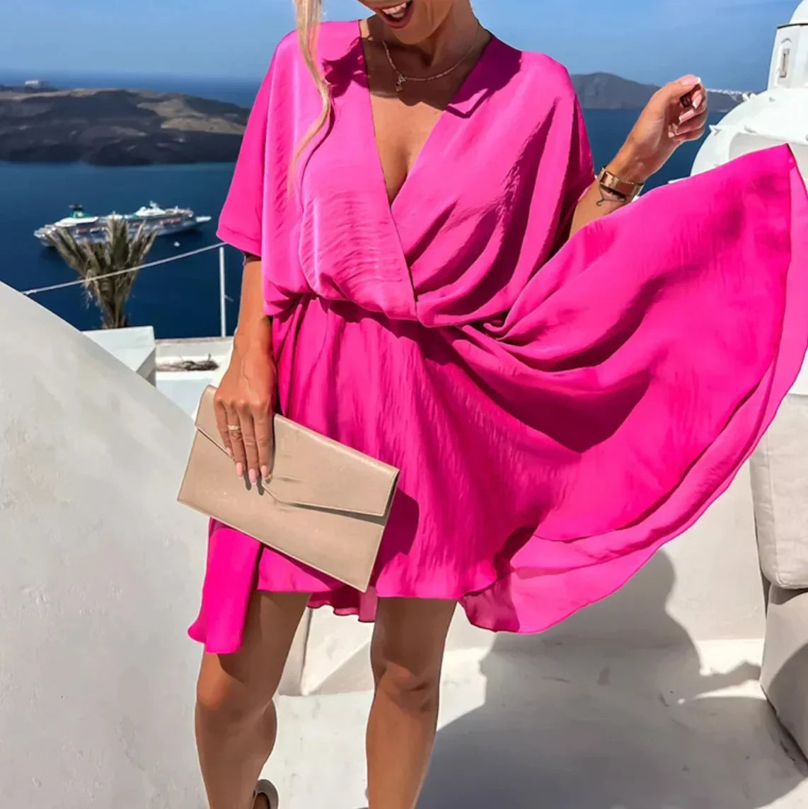 Chic Ladies' Wrap Mini Dress