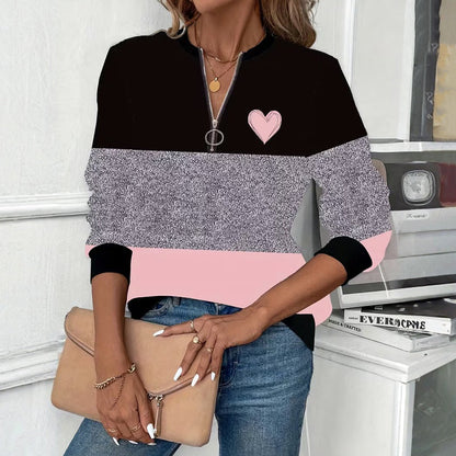 Women's Color Block Blouse Long Sleeve - VibreMode