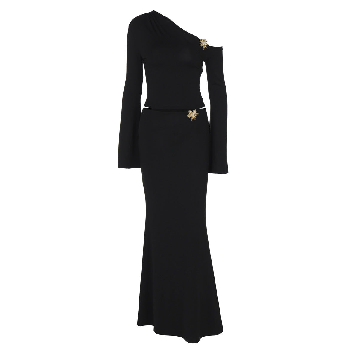 Women's One Shoulder Maxi Skirt Set