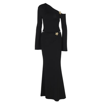 Women's One Shoulder Maxi Skirt Set