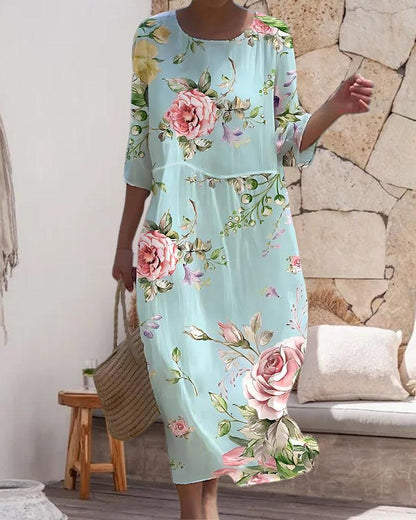 Women's Casual Midi Dress Relaxed Fit - VibreMode
