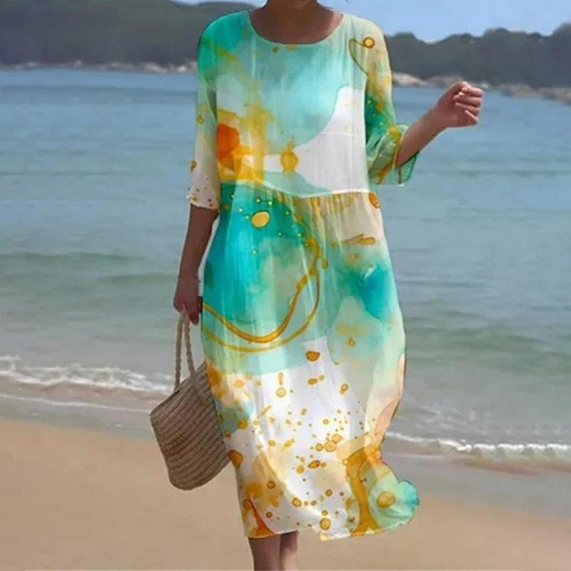 Image of Angela | Women's Relaxed Fit Casual Midi Dress